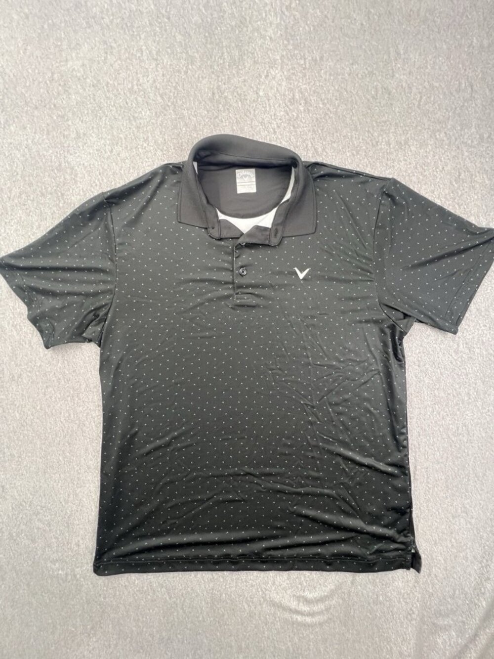 Size L Callaway Opti-Dri Men’s Performance Golf Polo Shirt Black Print